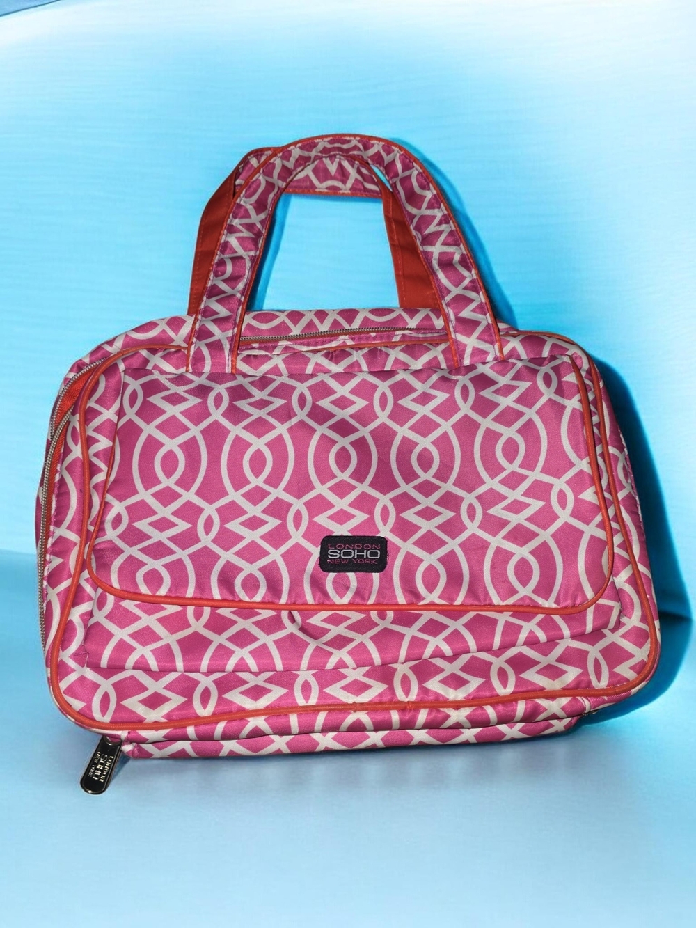 Soho Pink & Cream Geometric Makeup Tote